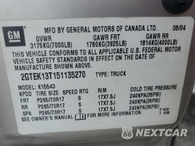 Zdjęcie 12 z 14 samochodu: 2005 GMC NEW SIERRA K1500 VIN:2GTEK13T151135270 - miniatura
