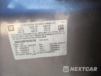 Zdjęcie 13 z 13 samochodu: 2012 GMC TERRAIN SLT VIN:2GKALWEK7C6392158 - miniatura
