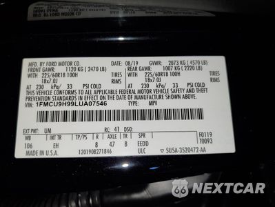 Zdjęcie 13 z 14 samochodu: 2020 FORD ESCAPE SEL VIN:1FMCU9H99LUA07546 - miniatura