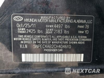Zdjęcie 12 z 14 samochodu: 2012 HYUNDAI SONATA SE VIN:5NPEC4AB2CH404610 - miniatura