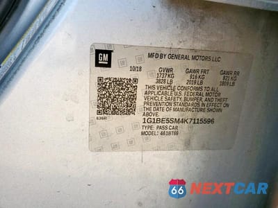 Zdjęcie 12 z 12 samochodu: 2019 CHEVROLET CRUZE LT VIN:1G1BE5SM4K7115596 - miniatura