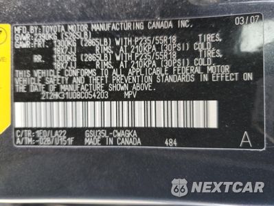 Zdjęcie 12 z 12 samochodu: 2008 LEXUS RX 350 VIN:2T2HK31U08C054203 - miniatura
