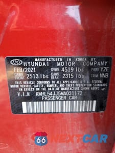 Zdjęcie 12 z 15 samochodu: 2021 HYUNDAI SONATA HYBRID VIN:KMHL54JJ5MA031172 - miniatura