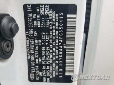 Zdjęcie 13 z 14 samochodu: 2015 KIA SORENTO SX VIN:5XYKW4A74FG650415 - miniatura