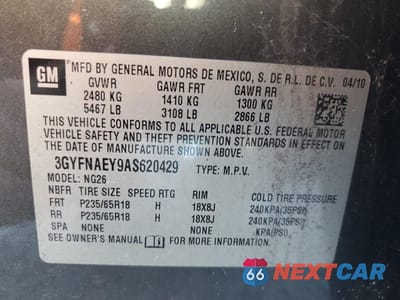 Zdjęcie 13 z 13 samochodu: 2010 CADILLAC SRX LUXURY COLLECTION VIN:3GYFNAEY9AS620429 - miniatura