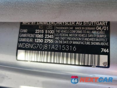 Zdjęcie 12 z 12 samochodu: 2001 MERCEDES-BENZ S 430 VIN:WDBNG70J81A215316 - miniatura