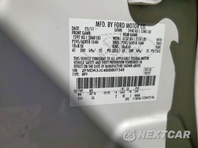 Zdjęcie 13 z 13 samochodu: 2011 FORD EDGE SEL VIN:2FMDK3JC4BBB07345 - miniatura