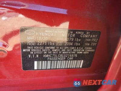 Zdjęcie 12 z 13 samochodu: 2020 HYUNDAI IONIQ SE VIN:KMHC75LC8LU216876 - miniatura