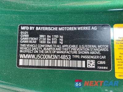 Zdjęcie 12 z 12 samochodu: 2021 MINI COOPER S VIN:WMWWJ5C00M3N14853 - miniatura