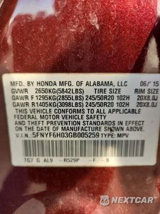 Zdjęcie 12 z 12 samochodu: 2016 HONDA PILOT ELITE VIN:5FNYF6H03GB005259 - miniatura