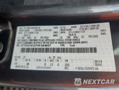 Zdjęcie 12 z 13 samochodu: 2017 FORD F150 SUPERCREW VIN:1FTEW1EG7HFA64657 - miniatura