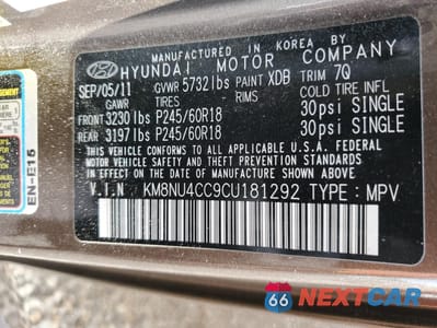 Zdjęcie 13 z 15 samochodu: 2012 HYUNDAI VERACRUZ GLS VIN:KM8NU4CC9CU181292 - miniatura