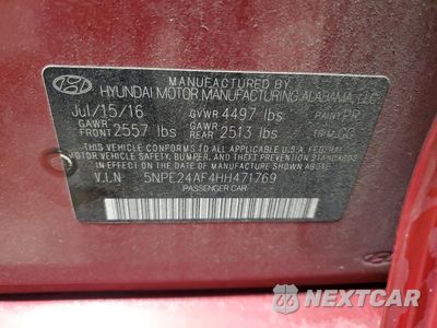 Zdjęcie 12 z 14 samochodu: 2017 HYUNDAI SONATA SE VIN:5NPE24AF4HH471769 - miniatura