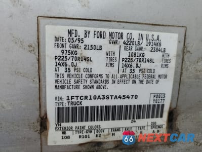 Zdjęcie 12 z 12 samochodu: 1995 FORD RANGER VIN:1FTCR10A3STA45470 - miniatura