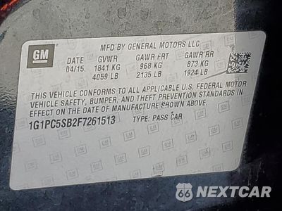 Zdjęcie 13 z 13 samochodu: 2015 CHEVROLET CRUZE LT VIN:1G1PC5SB2F7261513 - miniatura