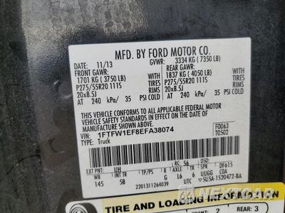 Zdjęcie 12 z 12 samochodu: 2014 FORD F150 SUPERCREW VIN:1FTFW1EF8EFA38074 - miniatura