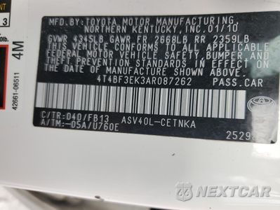 Zdjęcie 12 z 14 samochodu: 2010 TOYOTA CAMRY BASE VIN:4T4BF3EK3AR087262 - miniatura