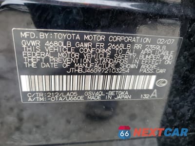 Zdjęcie 13 z 13 samochodu: 2007 LEXUS ES 350 VIN:JTHBJ46G972103254 - miniatura