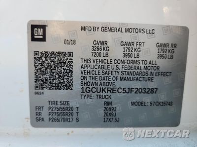 Zdjęcie 12 z 12 samochodu: 2018 CHEVROLET SILVERADO K1500 LT VIN:1GCUKREC5JF203287 - miniatura