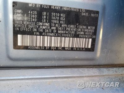 Zdjęcie 12 z 12 samochodu: 2012 SUBARU LEGACY 2.5I PREMIUM VIN:4S3BMBC61C3008927 - miniatura