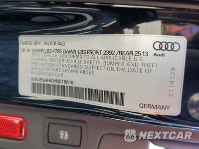 Zdjęcie 12 z 12 samochodu: 2017 AUDI A4 PREMIUM PLUS VIN:WAUENAF40HN019618 - miniatura
