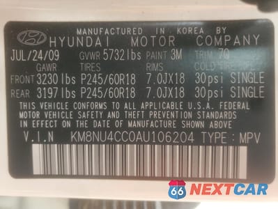 Zdjęcie 13 z 15 samochodu: 2010 HYUNDAI VERACRUZ GLS VIN:KM8NU4CC0AU106204 - miniatura