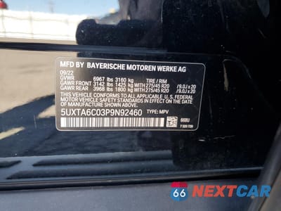 Zdjęcie 13 z 13 samochodu: 2023 BMW X5 XDRIVE45E VIN:5UXTA6C03P9N92460 - miniatura