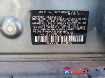 Zdjęcie 12 z 12 samochodu: 2011 SUBARU FORESTER 2.5X VIN:JF2SHABC5BH739580 - miniatura