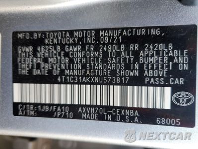 Zdjęcie 12 z 15 samochodu: 2022 TOYOTA CAMRY LE VIN:4T1C31AKXNU573817 - miniatura