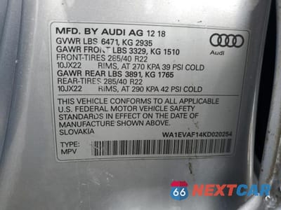 Zdjęcie 13 z 13 samochodu: 2019 AUDI Q8 PREMIUM PLUS S-LINE VIN:WA1EVAF14KD020254 - miniatura