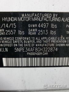 Zdjęcie 12 z 12 samochodu: 2016 HYUNDAI SONATA SPORT VIN:5NPE34AF8GH322874 - miniatura