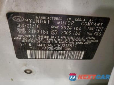 Zdjęcie 12 z 12 samochodu: 2017 HYUNDAI ELANTRA SE VIN:KMHD84LF1HU215517 - miniatura
