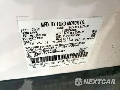 Zdjęcie 13 z 16 samochodu: 2019 FORD EXPLORER XLT VIN:1FM5K7D85KGB06877 - miniatura