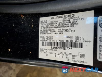 Zdjęcie 12 z 12 samochodu: 2008 LINCOLN MKZ VIN:3LNHM26T98R657097 - miniatura