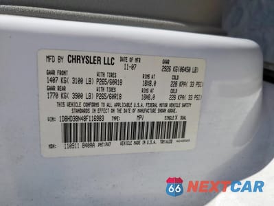 Zdjęcie 13 z 13 samochodu: 2008 DODGE DURANGO SXT VIN:1D8HD38N48F116983 - miniatura