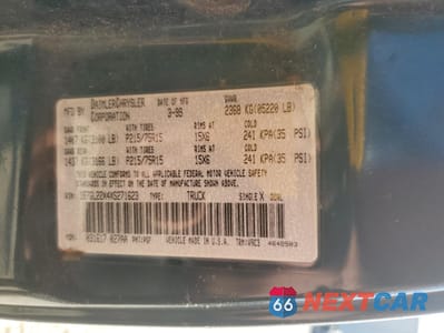 Zdjęcie 12 z 13 samochodu: 1999 DODGE DAKOTA VIN:1B7GL22X4XS271623 - miniatura