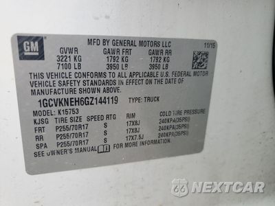Zdjęcie 12 z 12 samochodu: 2016 CHEVROLET SILVERADO K1500 VIN:1GCVKNEH6GZ144119 - miniatura