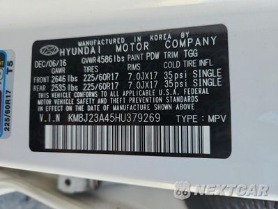 Zdjęcie 13 z 14 samochodu: 2017 HYUNDAI TUCSON SE VIN:KM8J23A45HU379269 - miniatura