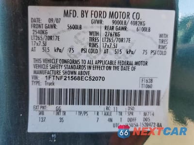 Zdjęcie 12 z 12 samochodu: 2008 FORD F250 SUPER DUTY VIN:1FTNF21568EC52070 - miniatura
