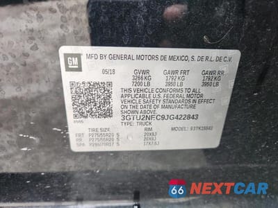 Zdjęcie 12 z 12 samochodu: 2018 GMC SIERRA K1500 SLT VIN:3GTU2NEC9JG422843 - miniatura