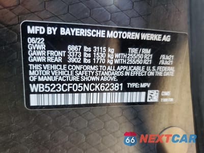 Zdjęcie 13 z 15 samochodu: 2022 BMW IX XDRIVE50 VIN:WB523CF05NCK62381 - miniatura