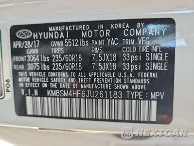 Zdjęcie 13 z 16 samochodu: 2018 HYUNDAI SANTA FE SE VIN:KM8SM4HF6JU261183 - miniatura