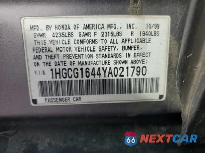 Zdjęcie 13 z 13 samochodu: 2000 HONDA ACCORD LX VIN:1HGCG1644YA021790 - miniatura