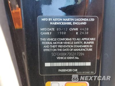 Zdjęcie 12 z 12 samochodu: 2013 ASTON MARTIN V8 VANTAGE VIN:SCFEKBBK7DGD17284 - miniatura