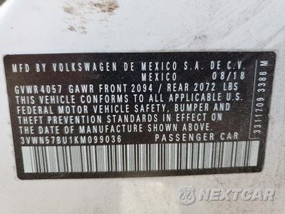 Zdjęcie 12 z 12 samochodu: 2019 VOLKSWAGEN JETTA S VIN:3VWN57BU1KM099036 - miniatura
