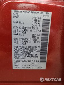 Zdjęcie 13 z 13 samochodu: 2014 NISSAN PATHFINDER S VIN:5N1AR2MM1EC626239 - miniatura