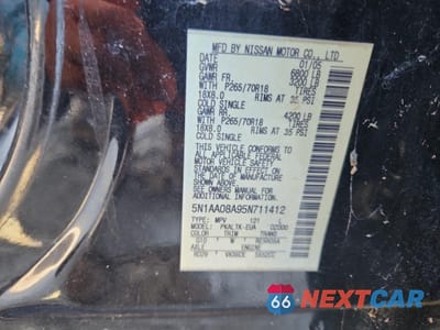 Zdjęcie 13 z 13 samochodu: 2005 NISSAN ARMADA SE VIN:5N1AA08A95N711412 - miniatura