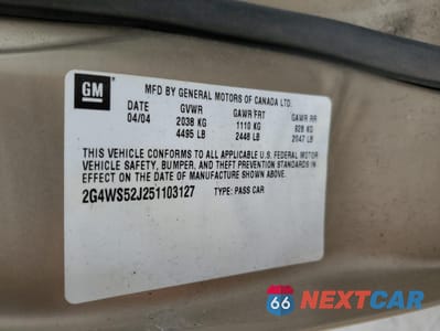 Zdjęcie 12 z 12 samochodu: 2005 BUICK CENTURY CUSTOM VIN:2G4WS52J251103127 - miniatura