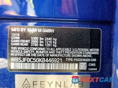 Zdjęcie 13 z 13 samochodu: 2019 BMW M5 VIN:WBSJF0C50KB446921 - miniatura