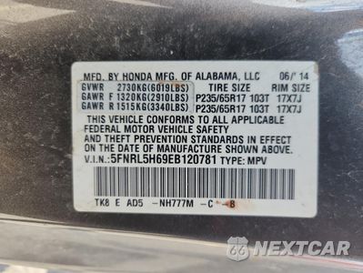 Zdjęcie 14 z 16 samochodu: 2014 HONDA ODYSSEY EXL VIN:5FNRL5H69EB120781 - miniatura